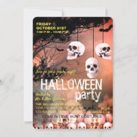 Skull Skeleton Halloween-Party Freaky Red Night