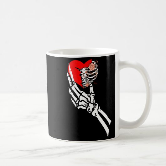 Skull Skeleton Hand Holding Red Heart Love Valenti Kaffeetasse (Rechts)