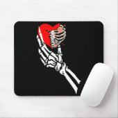 Skull Skeleton Hand Holding Red Heart Love Valenti Mousepad (Mit Mouse)