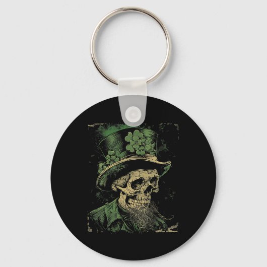 Skull Skeleton - Leprechaun St. Patrick's Day Sain Schlüsselanhänger (Vorderseite)