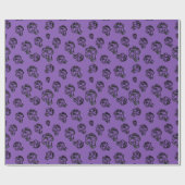 Skull Sketch Halloween Muster | Schwarz/Lila Geschenkpapier (Flach)