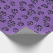 Skull Sketch Halloween Muster | Schwarz/Lila Geschenkpapier (Ecke)