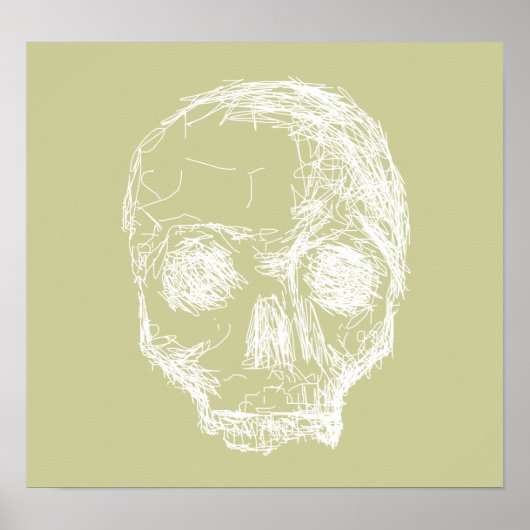 Skull Sketch. Weiß. Poster (Vorne)