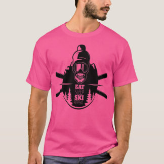Skull Skier essen Sleep Ski Wiederholung Geschenk T-Shirt