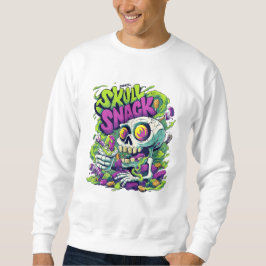 Skull Snack Neon Skeleton Art | Funny Horror Comic Sweatshirt