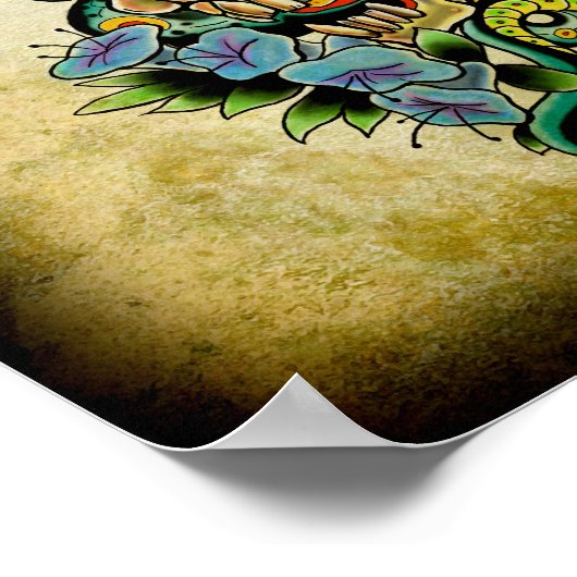 Skull Snake Lilien Poster (Ecke)