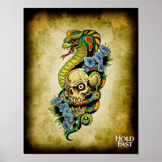 Skull Snake Lilien Poster