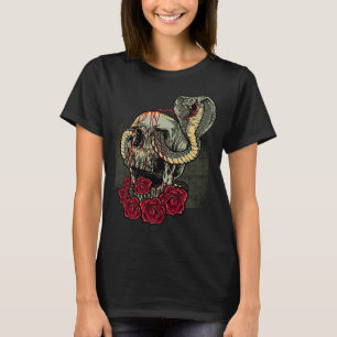 Skull Snake Rose Beängstigender Horror T-Shirt