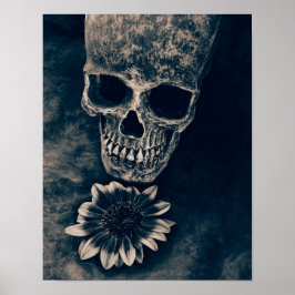 Skull Sonnenblume Vintag Cyanotype Gothic Poster