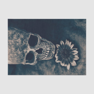 Skull Sonnenblume Vintag Cyanotype Gothic Seidenpapier