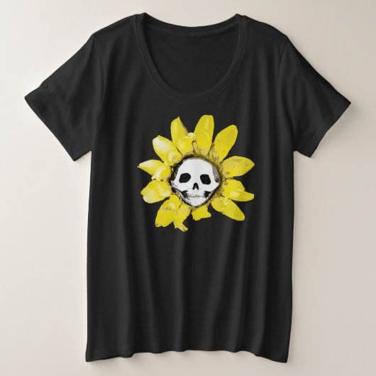 Skull Sonnenblumen Print - Alle Stile Männer/Fraue Große Größe T-Shirt (Design vorne)