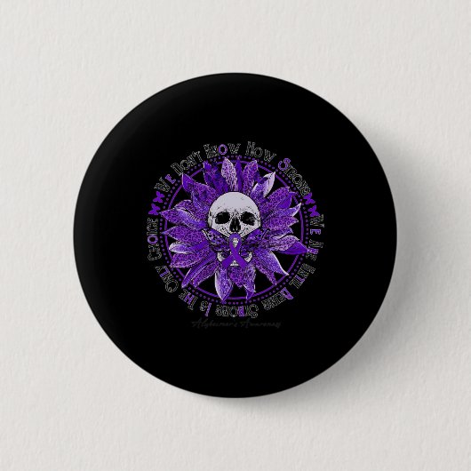 Skull Sonnenblumen Warrior Lila Ribbon Heimerheime Button (Vorderseite)