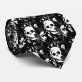 Skull Specters B&W Krawatte gekachelt (Gerollt)