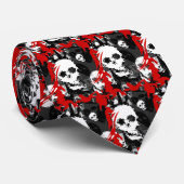 Skull Specters B&W Krawatte gekachelt (roter Hinte (Gerollt)