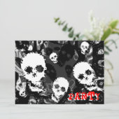 Skull Specters B&W red 'Party' Einladung (Stehend Vorderseite)