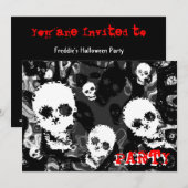Skull Specters B&W red 'Party' Einladung (Vorne/Hinten)