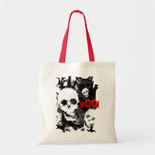 Skull Specters B&W wirbeln rot "Boo!" Totbeutel Tragetasche