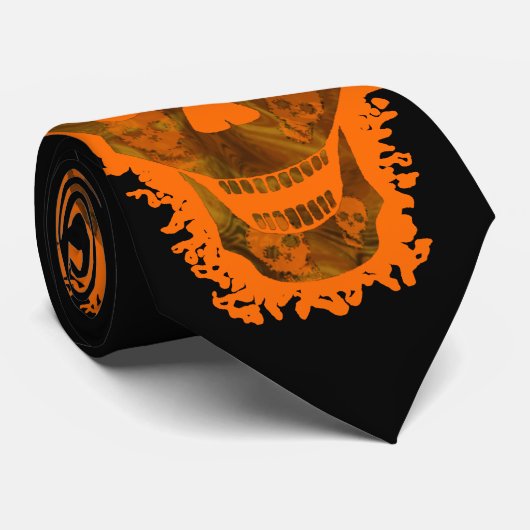 Skull Specters Big Skull Orange 3 Schädel Krawatte (Gerollt)