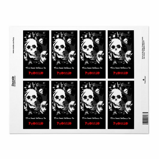 Skull Specters Buchzeichen-Etikett B&W Swirl (Vorne)