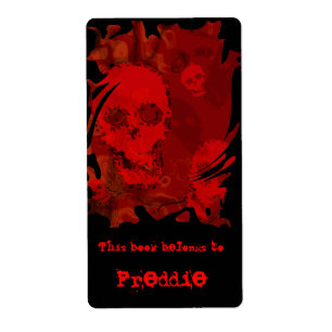 Skull Specters Buchzeichen-Etikett Roter Swirn