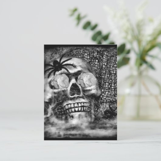 Skull-Spider und Rose-2012 Postkarte (Stehend Vorderseite)