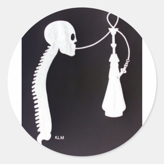 Skull&Spine w/Hookah Runder Aufkleber (Vorderseite)