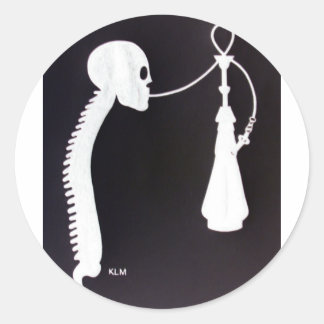 Skull&Spine w/Hookah Runder Aufkleber