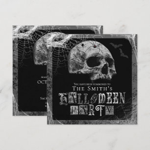 Skull & Spinnennetze Black Widow Halloween-Party Einladung