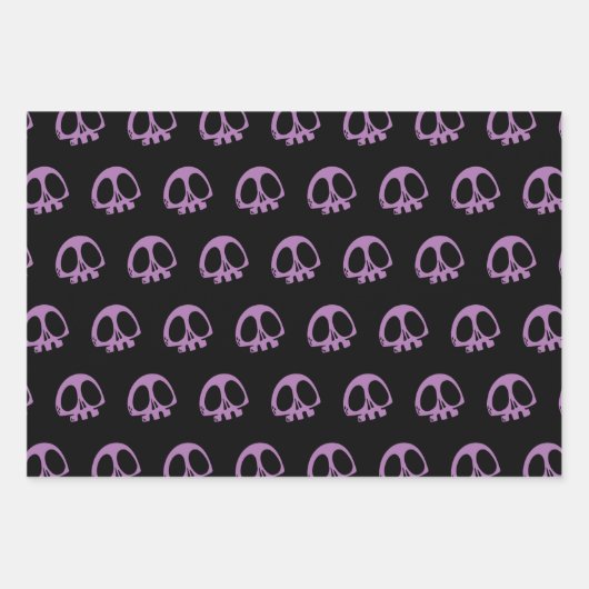 Skull Spooky Goth Halloween 3 Farben Geschenkpapier Set (Vorderseite 3)