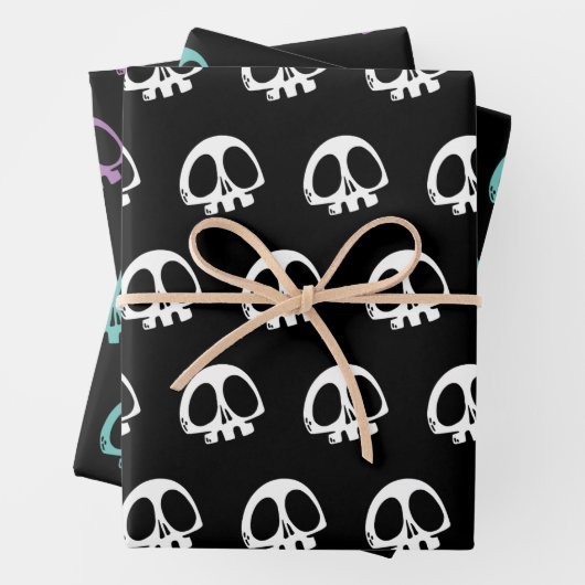 Skull Spooky Goth Halloween 3 Farben Geschenkpapier Set (Beispiel)