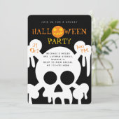 Skull Spooky Halloween Kids Party Einladung (Stehend Vorderseite)