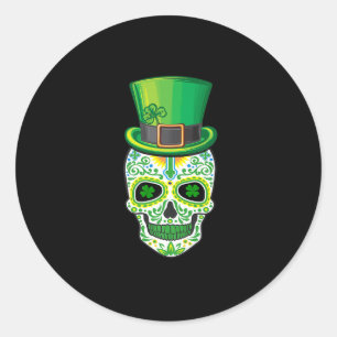 Skull St Patricks Day Irish Funny Saint Patricks D Runder Aufkleber
