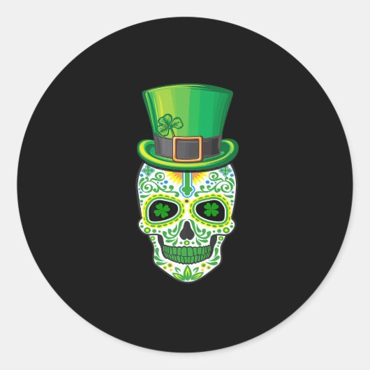 Skull St Patricks Day Irish Funny Saint Patricks D Runder Aufkleber (Vorderseite)