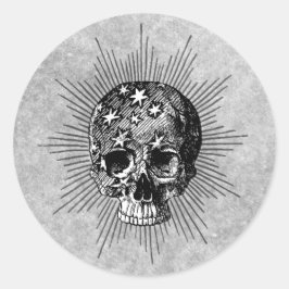 Skull & Stars I Runder Aufkleber