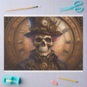 Skull Steampunk with clock tissue paper v3 Seidenpapier (Basteln)