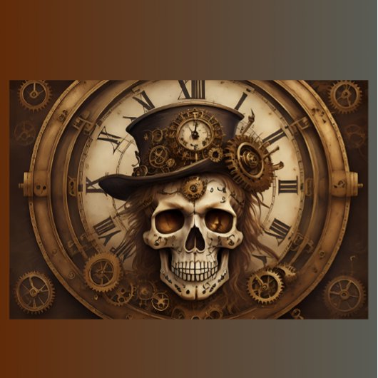 Skull Steampunk with clock tissue paper v5 Seidenpapier