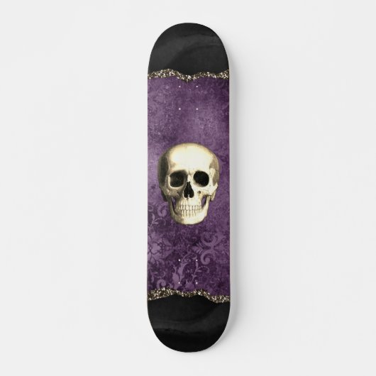 Skull störte Dunkle Moody Lila Gothic Glam Skateboard (Vorne)