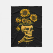 Skull Sunflowers Gothic Goth Creepy Cute Floral Fleecedecke (Vorderseite)