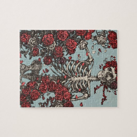 Skull Surrounded by Roses Puzzle (Horizontal)