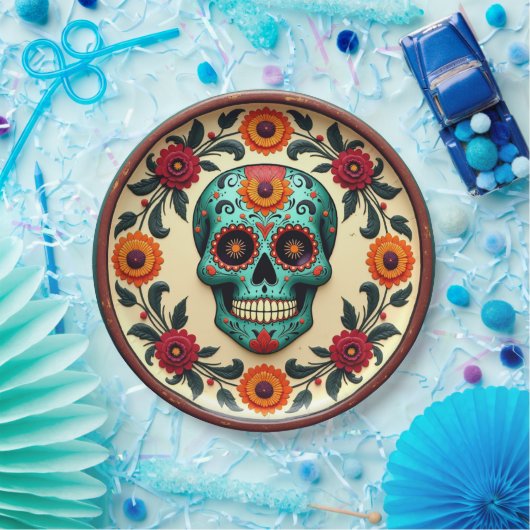 💀 🎉 Skull Swirl Serveware, die Día de los Muerto Pappteller (Party)
