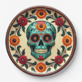 💀 🎉 Skull Swirl Serveware, die Día de los Muerto Pappteller (Vorderseite)