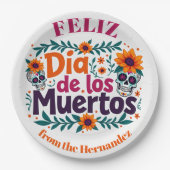 💀 🎉 Skull Swirl Serveware, die Día de los Muerto Pappteller (Vorderseite)