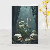 Skull Tableau Halloween Karte (Gelbe Blume)