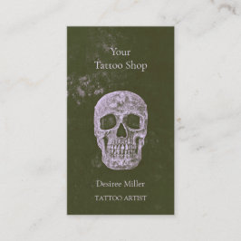 Skull Tattoo Artist Olive Green Gothic Grunge Visitenkarte