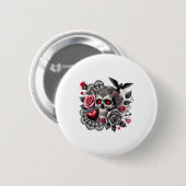 Skull Tattoo Crow Herz Gothic Valentines Occult Button (Vorne & Hinten)