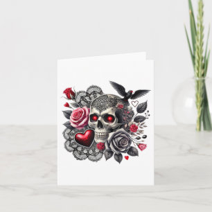 Skull Tattoo Crow Herz Gothic Valentines Occult Karte