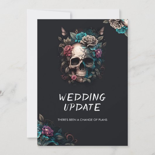 Skull Tattoo Gothic Wedding Update Stornierung Einladung (Vorderseite)