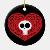 Skull Tattoo Heart Keramikornament (Hinten)