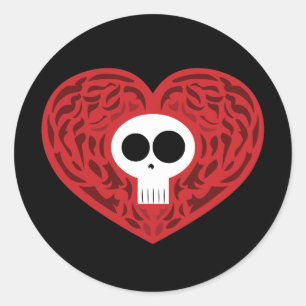 Skull Tattoo Heart Runder Aufkleber