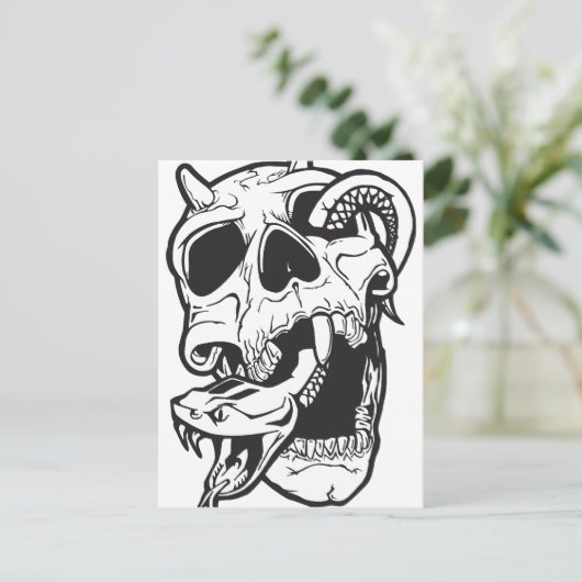 Skull Tattoo Postkarte (Stehend Vorderseite)